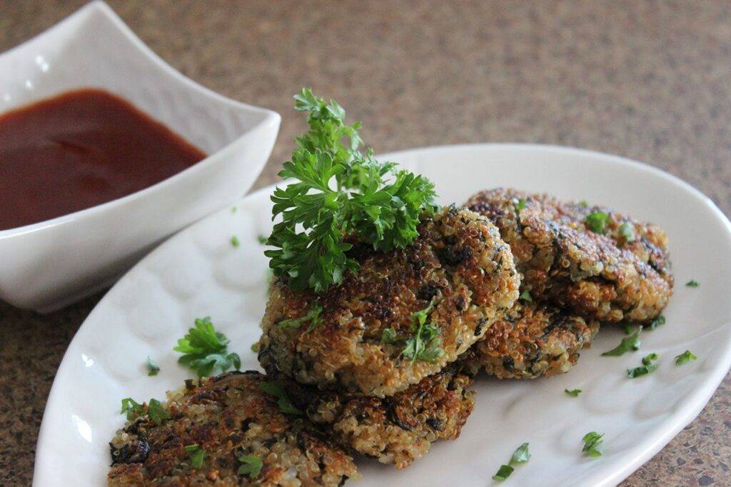 Crispy Quinoa Spinach Patties Manjula's Kitchen Indian Vegetarian