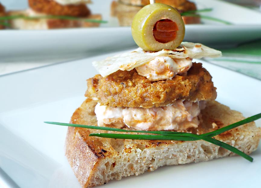 Baked Chickpea Cutlet and Curried Cream Cheese Sandwich Recipe by Adelina Srinivasan