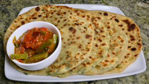 Aloo Palak Paratha (Flatbread with Potato and Spinach stuffing)