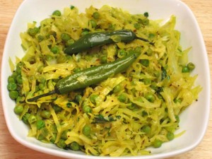 Cabbage With Peas (Bund Gobi And Mater) Recipe by Manjula