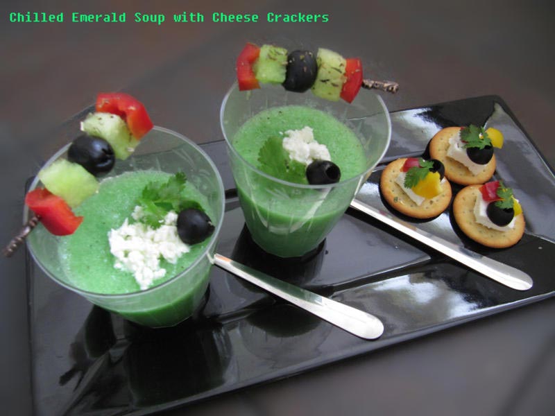 Chilled Emerald Soup with Cheese Crackers