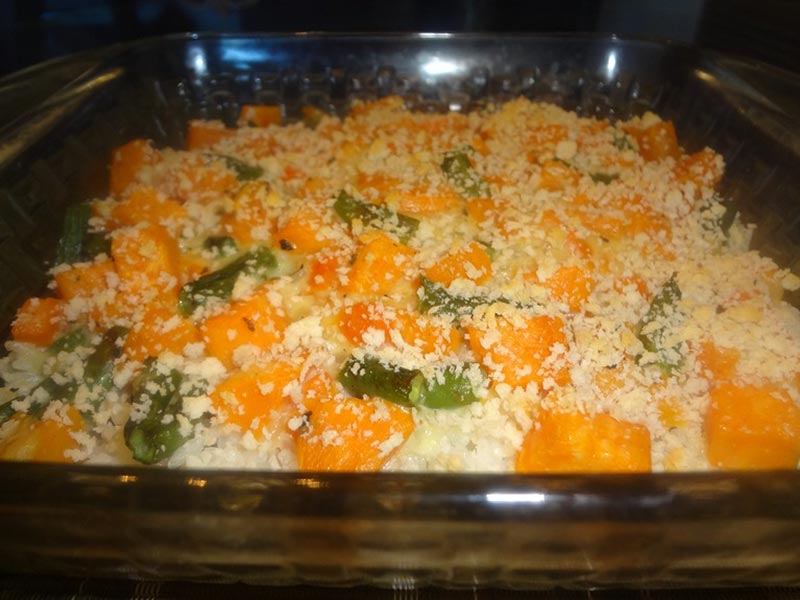 Basil Flavored Vegetable and Rice Casserole