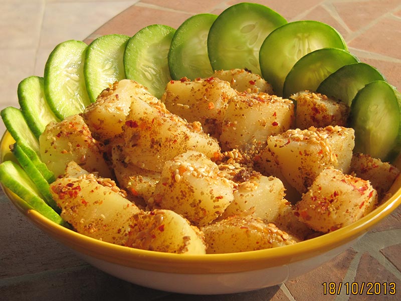 Spicy Sesame Potatoes Recipe by Juhee Chandra