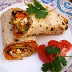 Eggplant and Mushroom Wrap with Roasted Red Pepper and Sun Dried Tomato Chutney