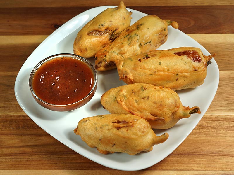 Mirchi Vada (Chili Fritters) Recipe by Manjula