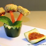 Veggie Pops in Cucumber vase with Green Apple chutney